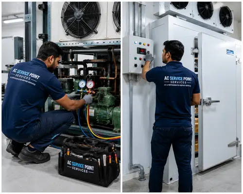 Refrigeration technician at work